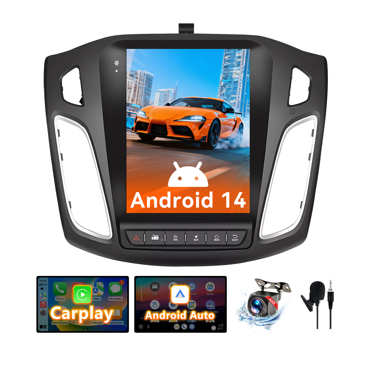 Android 13 Car Stereo Radio Compatible with Ford Focus 2012 2013 2014 2015 2016 2017 2018, 9.7 Inch IPS Touch Screen/Wireless CarPlay Andriod Auto/GPS/WiFi/Bluetooth/Mirror Link/Backup Camera