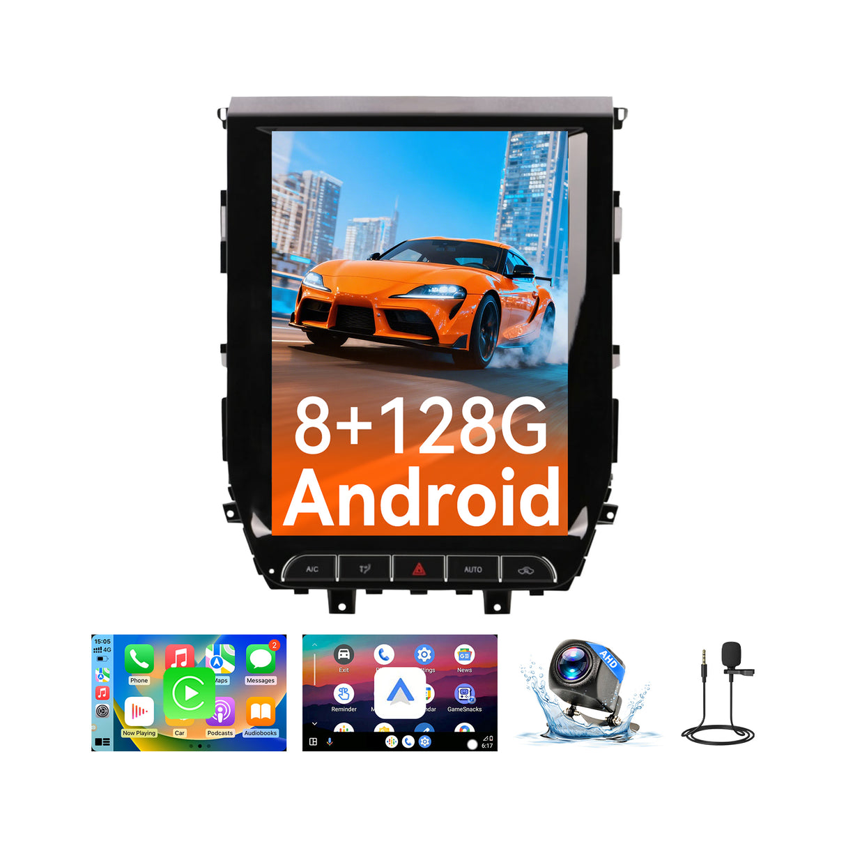 Android 14 Car Stereo Radio Head Unit Compatible with Toyota Land Cruiser 2016-Carpl2020 ay&Android Auto T-Style Touch Screen with GPS | DSP | Bluetooth | Optical | FM | 4G | WiFi 8+128G 12.1