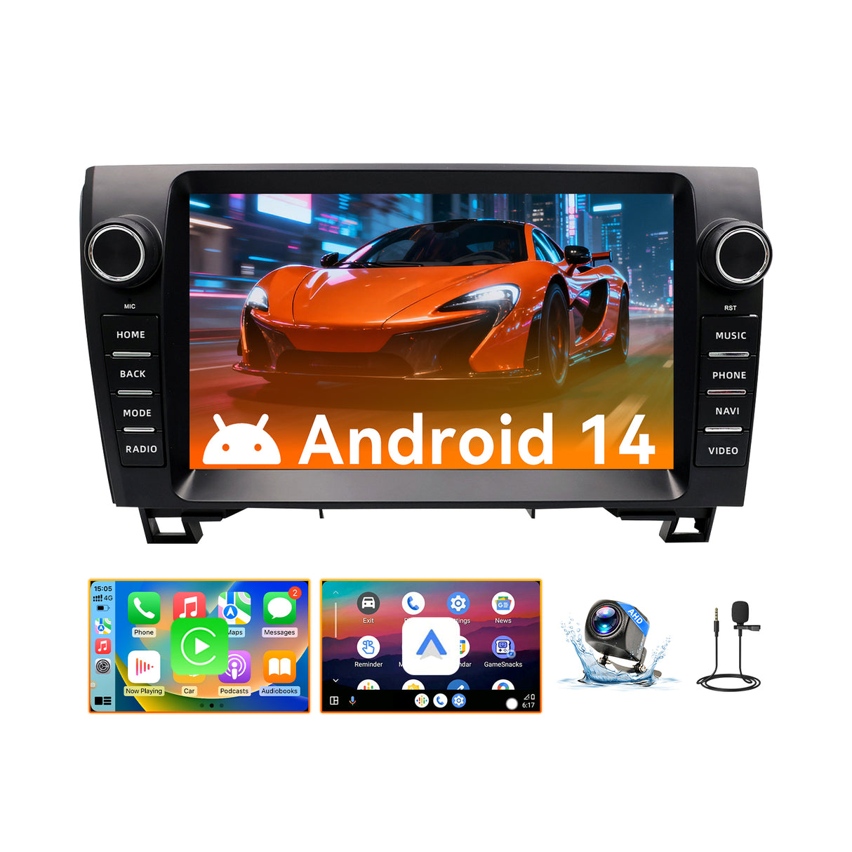 Android 13 Car Stereo Radio Compatible with Toyota Tundra 2006-2013 Sequoia 2013-2019, 4GB+64GB, 9" Touchscreen Support Wireless Carplay Android Auto, Bluetooth/GPS/WiFi/Mirror Link/SWC/Backup Camera