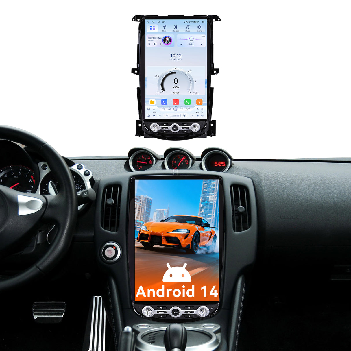 Android 14 Car Stereo Radio Head Unit Compatible with Nissan 370Z 2009-2021 Carplay&Android Auto T-Style Touch Screen with GPS DSP Bluetooth HDMI Optical AM FM 4G WiFi 8+128G 14.5"