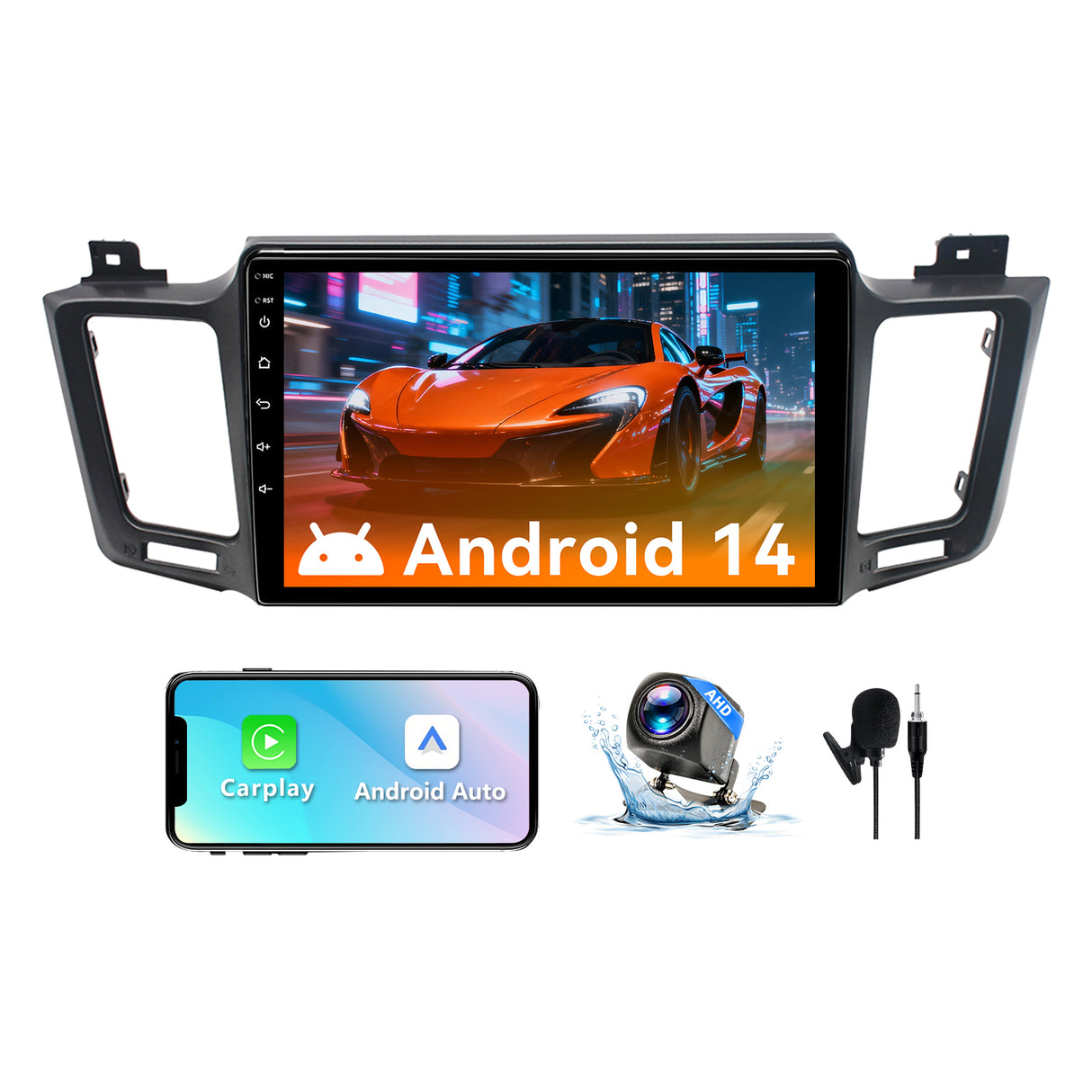 Android 13 Car Stereo Radio Compatible with Toyota RAV4 2013 2014 2015 2016 2017 2018, 10 Inch IPS Touch Screen/WiFi/Bluetooth/Wireless Carplay Android Auto/GPS/Mirror Link/AHD Rear Camera