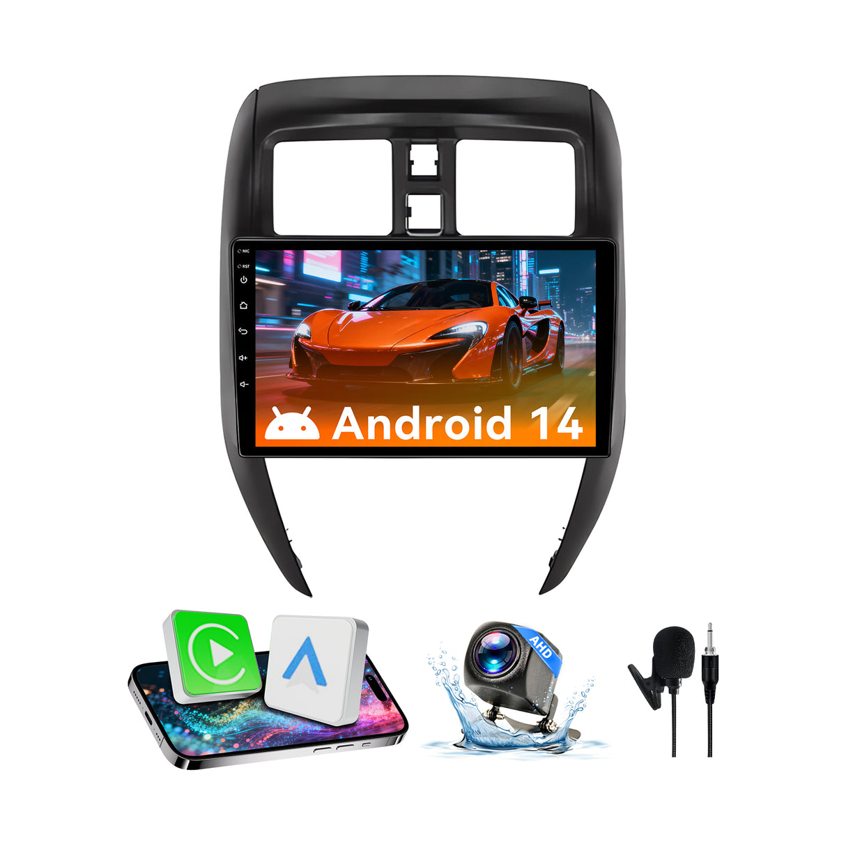 Android 13 Car Stereo Radio Compatible with Nissan Versa Sedan 2015 2016 2017 2018 2019, 4Core+64G ROM, 10" Touchscreen Support Bluetooth/Wireless CarPlay Android Auto/GPS/FM/Mirror Link/Backup Camera