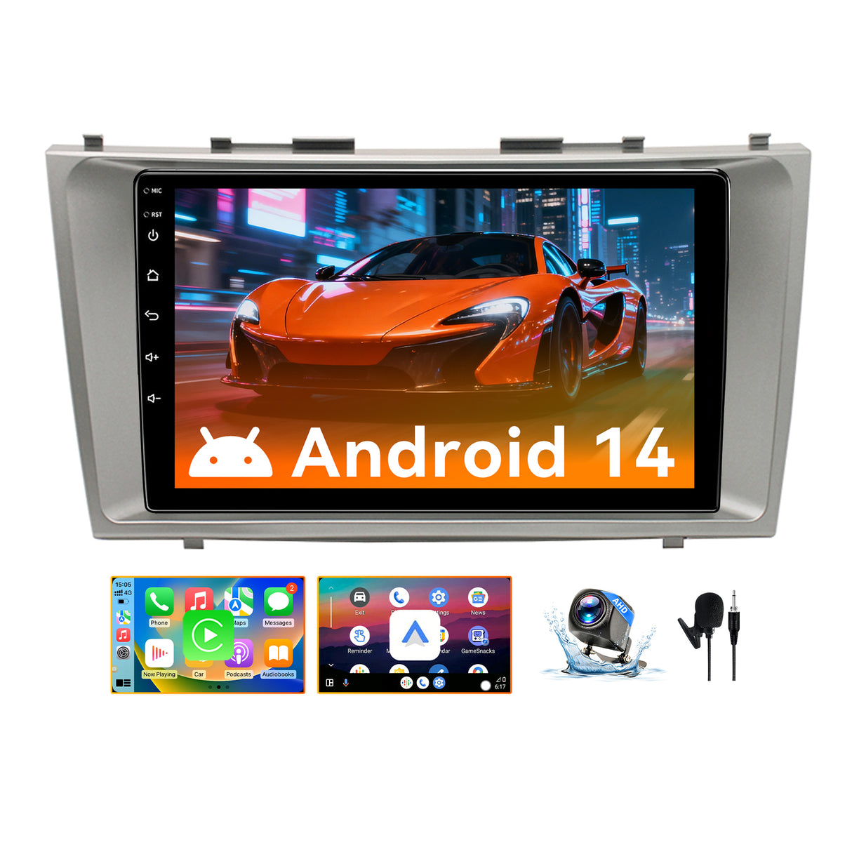 Android 13 Car Stereo Radio Compatible with Toyota Camry 2008-2011,9 Inch Touchscreen Head Unit,Bluetooth |Wifi |FM |Wireless Carplay Android Auto |GPS |Mirrorlink |Backup Camera