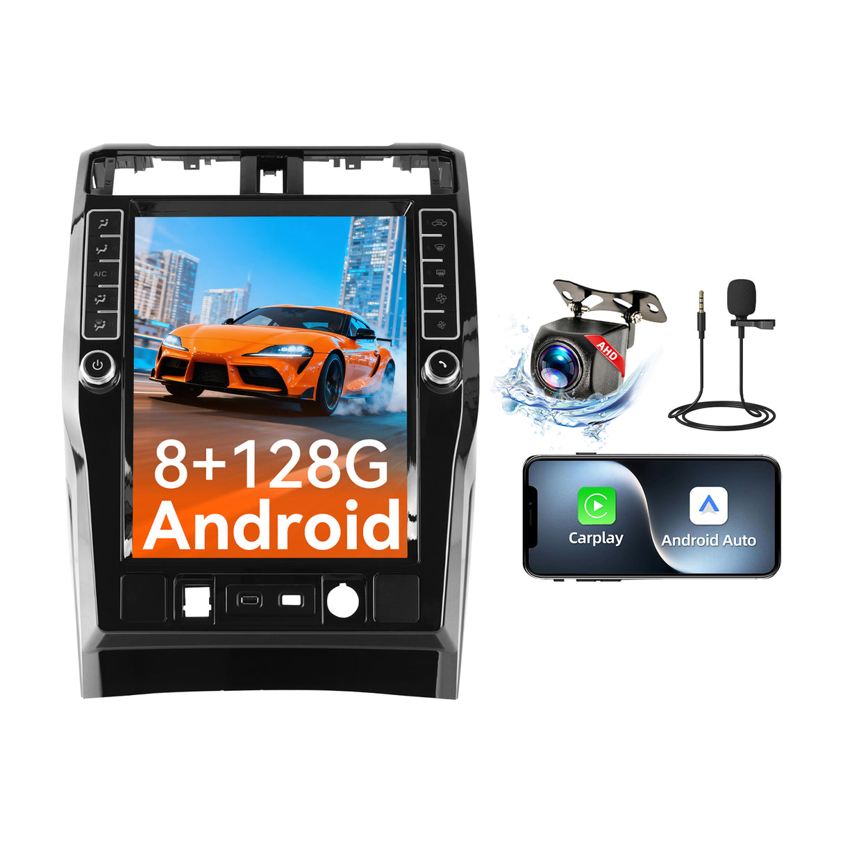 Android 14 Car Stereo Radio Head Unit Compatible with Toyota 4Runner 2009-2023 Carplay&Android Auto T-Style Touch Screen with GPS | DSP | Bluetooth | Optical | FM | 4G | WiFi 8+128G 16.2