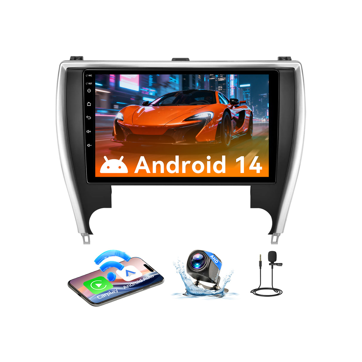 Android 13 Car Stereo Radio Compatible with Toyota Camry 2015-2017, 10 Inch Touchscreen Head Unit,Bluetooth |Wifi |FM |Wireless Carplay Android Auto |GPS |Mirrorlink |Backup Camera