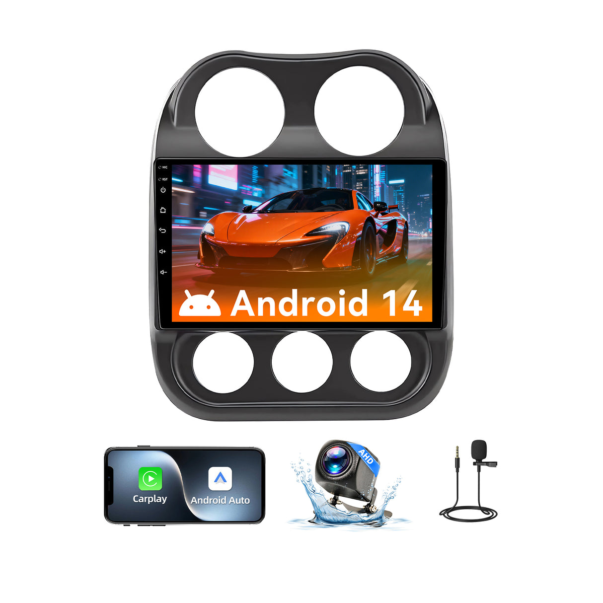Android 13 Car Stereo Radio Compatible with Jeep Compass 2009-2016, 10 Inch Touchscreen Head Unit,Bluetooth |Wifi |FM |Wireless Carplay Android Auto |GPS |Mirrorlink |Backup Camera