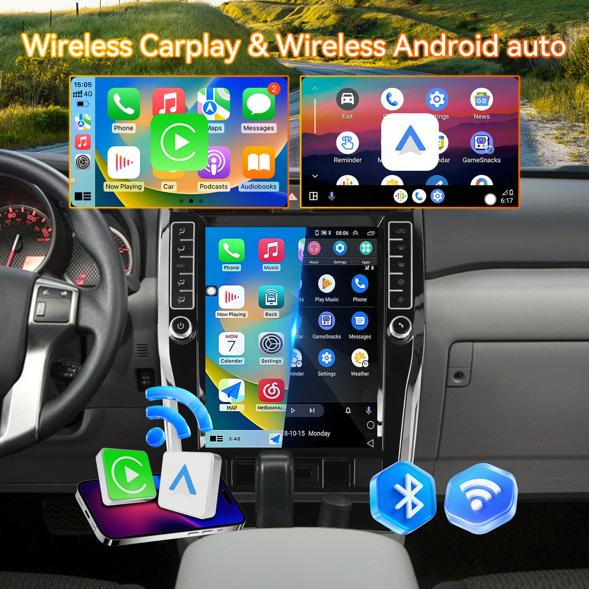 Android 14 Car Stereo Radio Head Unit Compatible with Toyota 4Runner 2009-2023 Carplay&Android Auto T-Style Touch Screen with GPS | DSP | Bluetooth | Optical | FM | 4G | WiFi 8+128G 16.2