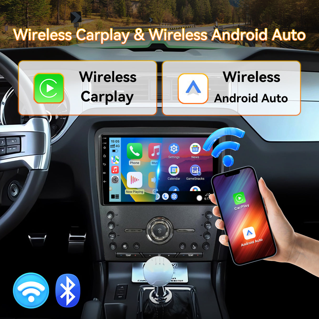 Android 13 Car Stereo Radio Compatible with Ford Mustang 2010 2011 2012 2013 2014, 10 Inch Touchscreen Support Wireless CarPlay Android Auto/GPS/WiFi/Bluetooth/Mirror Link/Backup Camera
