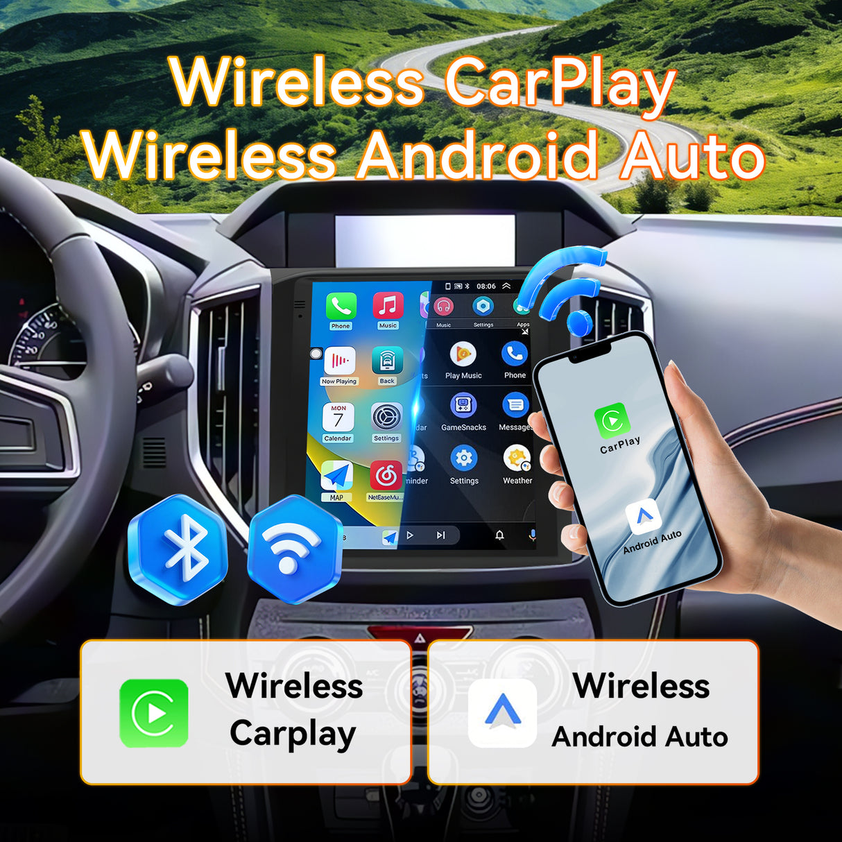 Android 14 Car Stereo Radio Compatible with Subaru XV Crosstrek 2018 2019 2020 2021 Wireless CarPlay & Android Auto AHD Backup Camera Upgrade 9.7" Touch Screen GPS WiFi SWC FM Bluetooth 2+64G