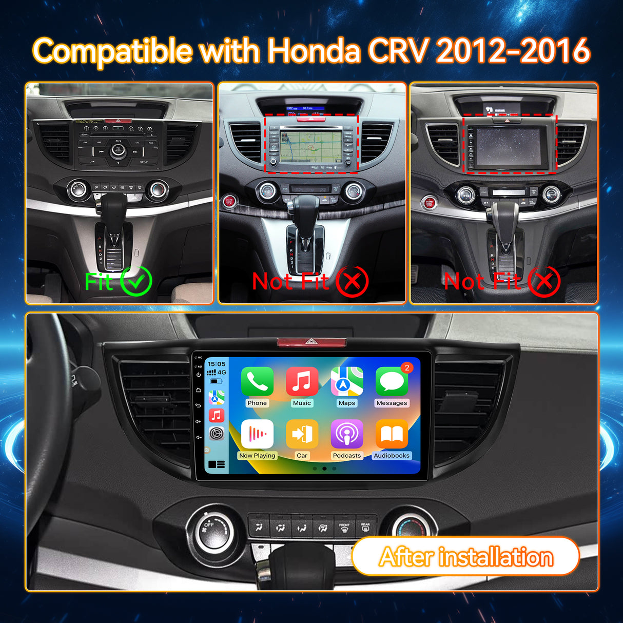 Android 13 Car Radio Stereo for Honda CRV 2012-2016, 10 Inch Touchscreen Head Unit,Bluetooth | Wifi | FM | Wireless Carplay Android Auto | GPS | Mirrorlink | Backup Camera