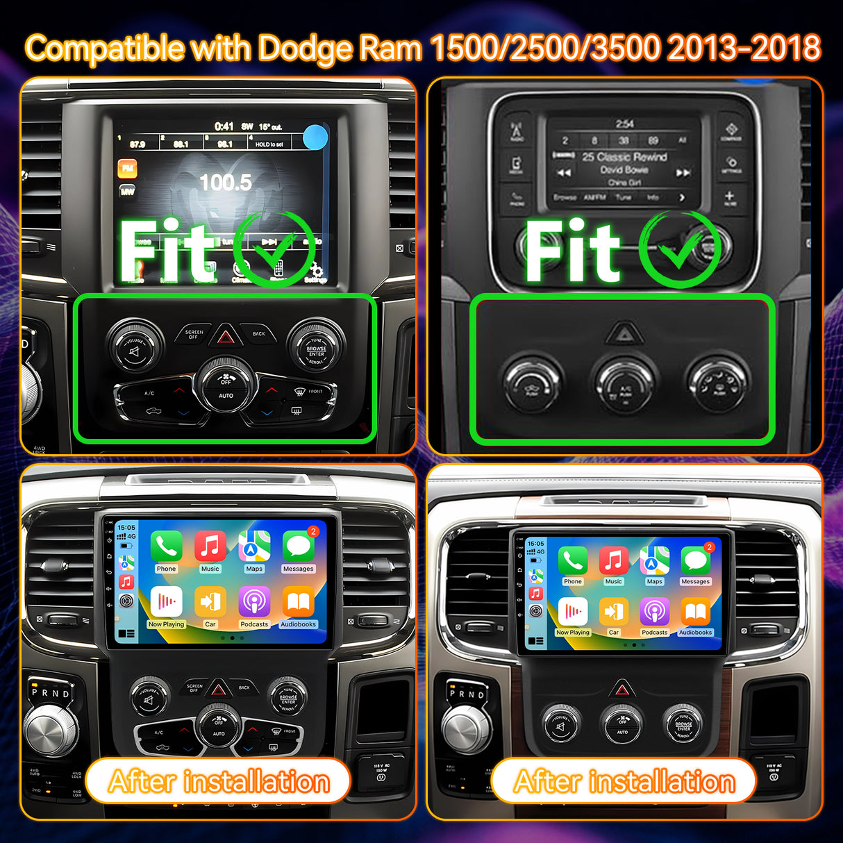 Android 13 Car Stereo Radio Compatible with Dodge Ram 1500/2500/3500 2013-2018, 9 Inch Touchscreen Head Unit,Bluetooth |Wifi |FM |Wireless Carplay Android Auto |GPS |Mirrorlink |Backup Camera