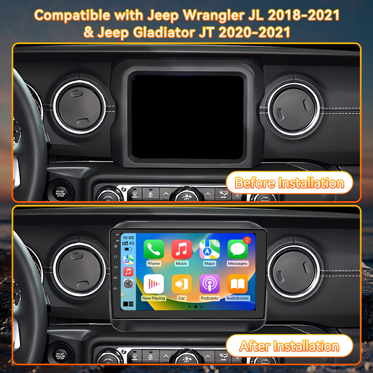 Android 13 Car Stereo Radio Compatible with Jeep Wrangler JL 2018 2019 2020 2021 Jeep Gladiator JT 2020 2021, 9 Inch Head Unit Support Bluetooth/Wireless Carplay Android Auto/GPS/Mirror Link