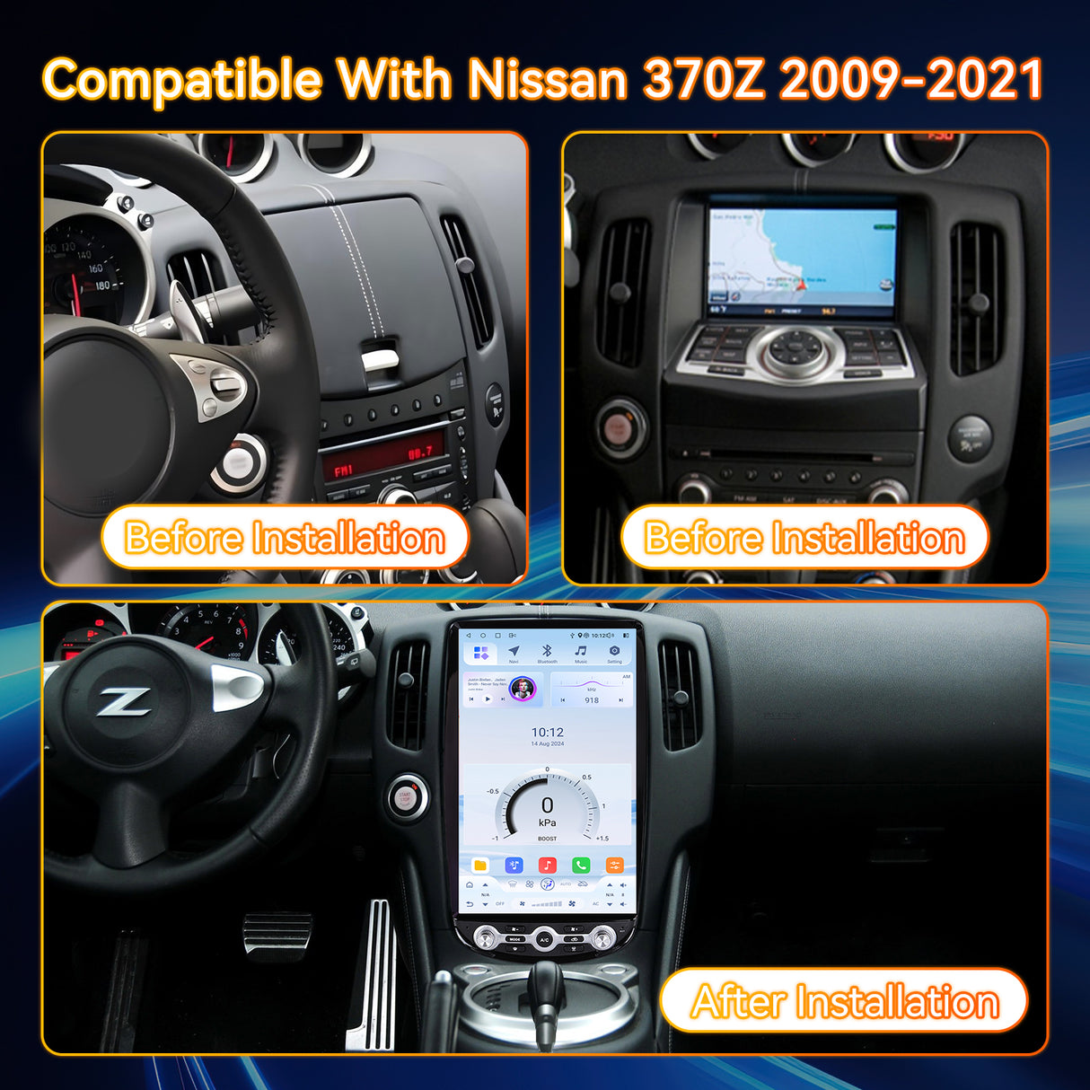 Android 14 Car Stereo Radio Head Unit Compatible with Nissan 370Z 2009-2021 Carplay&Android Auto T-Style Touch Screen with GPS DSP Bluetooth HDMI Optical AM FM 4G WiFi 8+128G 14.5"