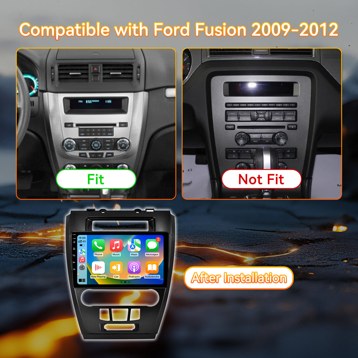 Android 13 Car Stereo Radio Compatible with Ford Fusion 2009 2010 2011 2012, 10.1 Inch Touch Screen Support Bluetooth/Wireless CarPlay Andriod Auto/GPS/WiFi/Mirror Link/Backup Camera