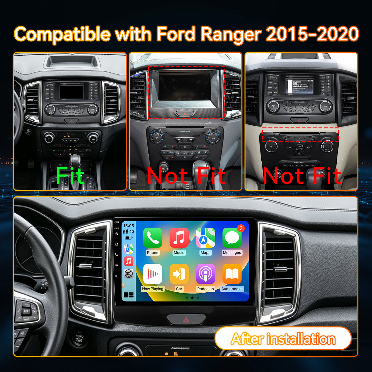 Android 13 Car Radio Stereo for Ford Ranger 2015-2020, 9 Inch Touchscreen Head Unit,Bluetooth | Wifi | FM | Wireless Carplay Android Auto | GPS | Mirrorlink | Backup Camera