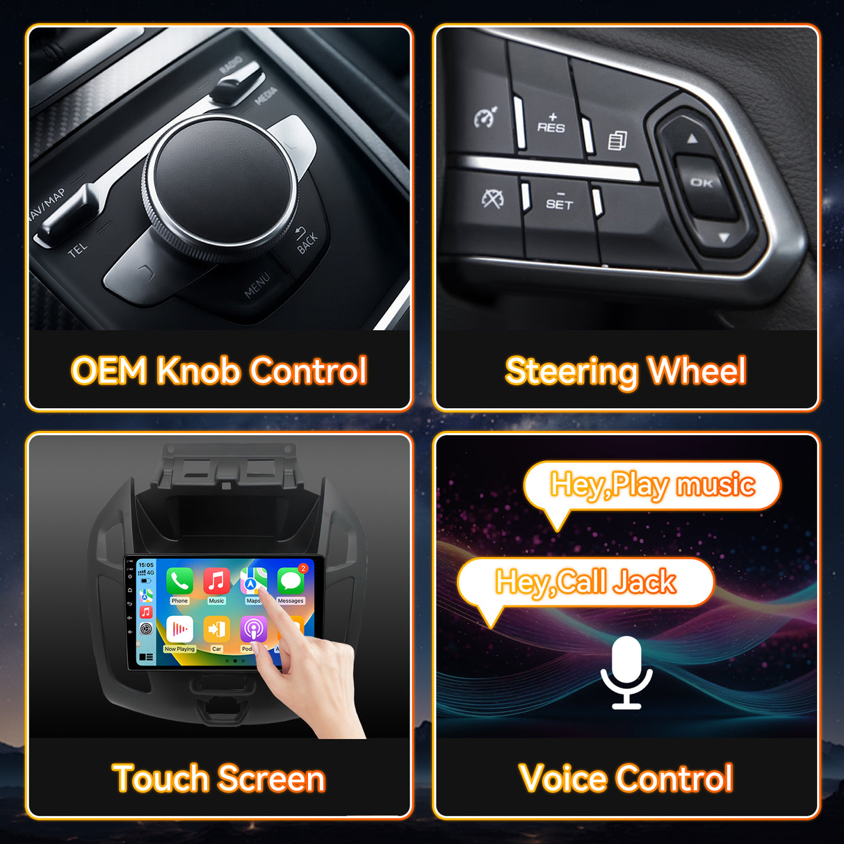 Android 14 Car Radio Compatible with Ford Transit Connect 2014-2018,Touchscreen Car Stereo with Wireless Carplay Android Auto,FM,Multimedia Receiver with GPS Bluetooth & Backup Camera(9.7Inch