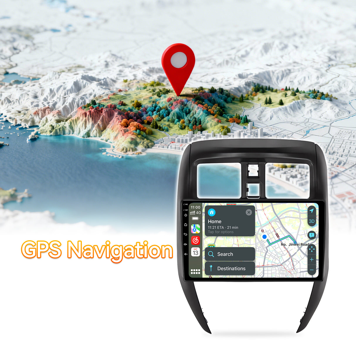 Android 13 Car Stereo Radio Compatible with Nissan Versa Sedan 2015 2016 2017 2018 2019, 4Core+64G ROM, 10" Touchscreen Support Bluetooth/Wireless CarPlay Android Auto/GPS/FM/Mirror Link/Backup Camera