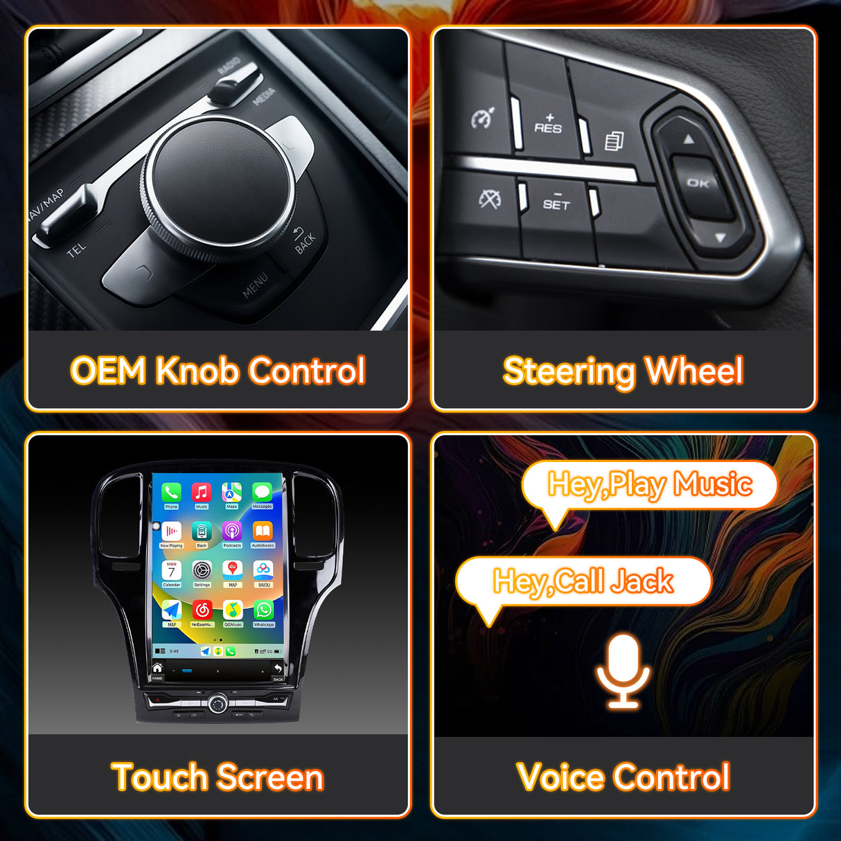 Android 14 Car Stereo Radio Head Unit Compatible with Chrysler 2011-2023 300C Carplay&Android Auto T-Style Touch Screen with GPS DSP Bluetooth Optical FM 4G WiFi 8+128G 14.5 inch