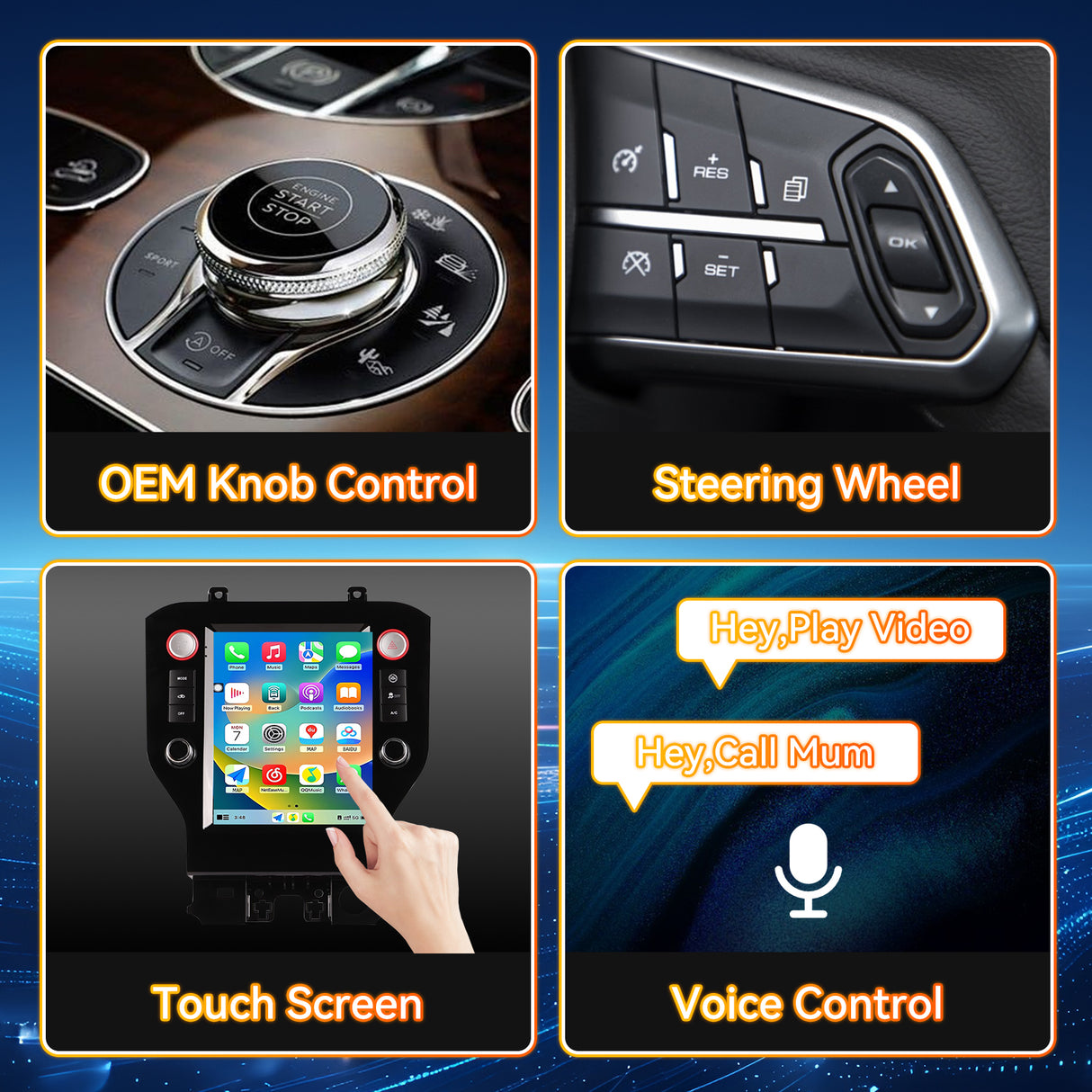 Android 14 Car Stereo Radio Head Unit Compatible with Ford Mustang 2015-2021 Carplay&Android Auto T-Style Touch Screen with GPS | DSP | Bluetooth | Optical | FM | 4G | WiFi 8+128G 9.7