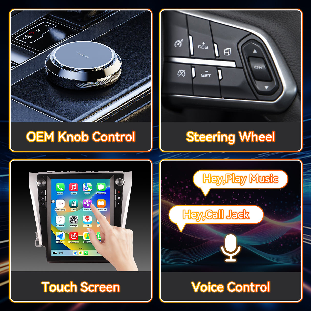 Android 14 Car Stereo Radio Head Unit Compatible with Toyota Camry 2012-2015 Carplay&Android Auto T-Style Touch Screen with GPS DSP Bluetooth Optical FM 4G WiFi 8+128G 12.1"