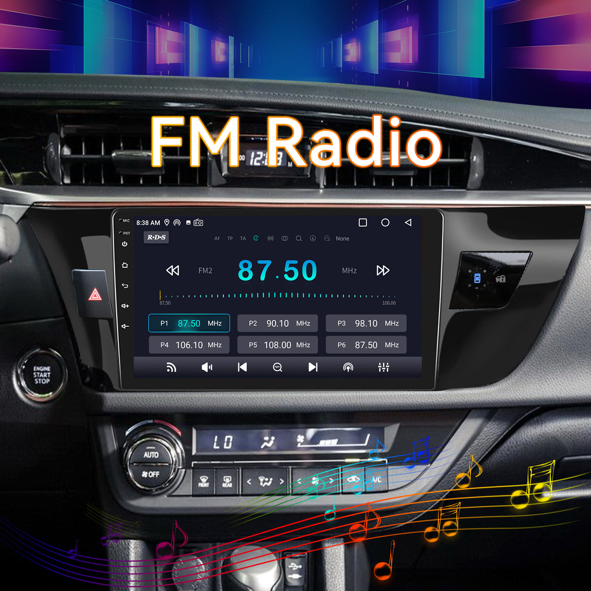 Android 13 Car Stereo Radio Compatible with Toyota Corolla 2014-2016, 10 Inch Touchscreen Head Unit,Bluetooth |Wifi |FM |Wireless Carplay Android Auto |GPS |Mirrorlink |Backup Camera
