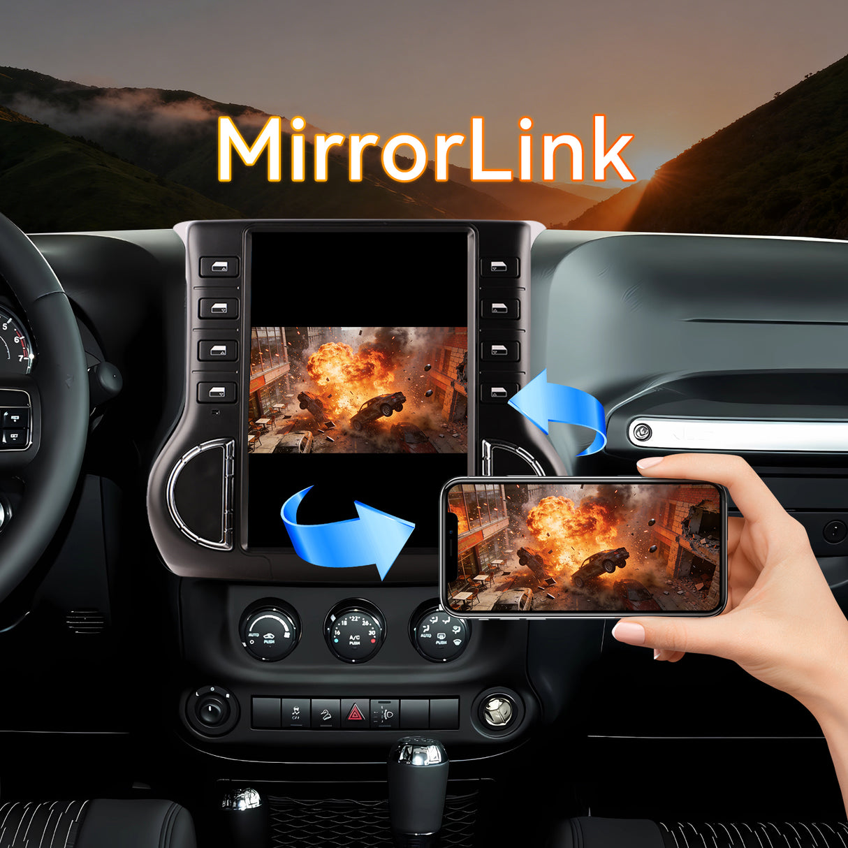Android 14 Car Stereo Radio Head Unit Compatible with Jeep Wrangler 2011-2014 Carplay&Android Auto T-Style Touch Screen with GPS DSP Bluetooth Optical FM 4G WiFi 8+128G 12.1 inch