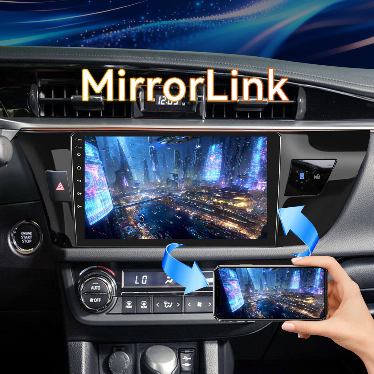 Android 13 Car Stereo Radio Compatible with Toyota Corolla 2014-2016, 10 Inch Touchscreen Head Unit,Bluetooth |Wifi |FM |Wireless Carplay Android Auto |GPS |Mirrorlink |Backup Camera