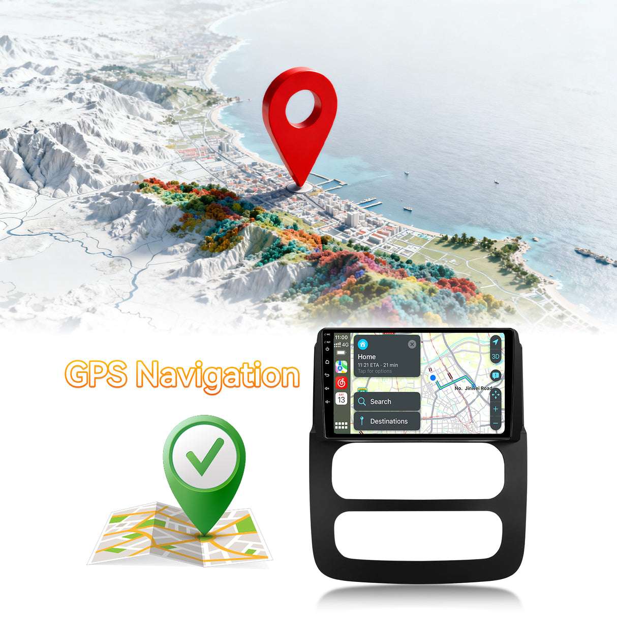 Android 13 Car Stereo Radio Compatible with Dodge RAM 1500 2500 3500 2002 2003 2004 2005, 4Core+64G ROM, 9 Inch Touchscreen Head Unit Support WiFi/Bluetooth/Wireless Carplay Android Auto/GPS/Mirror Link