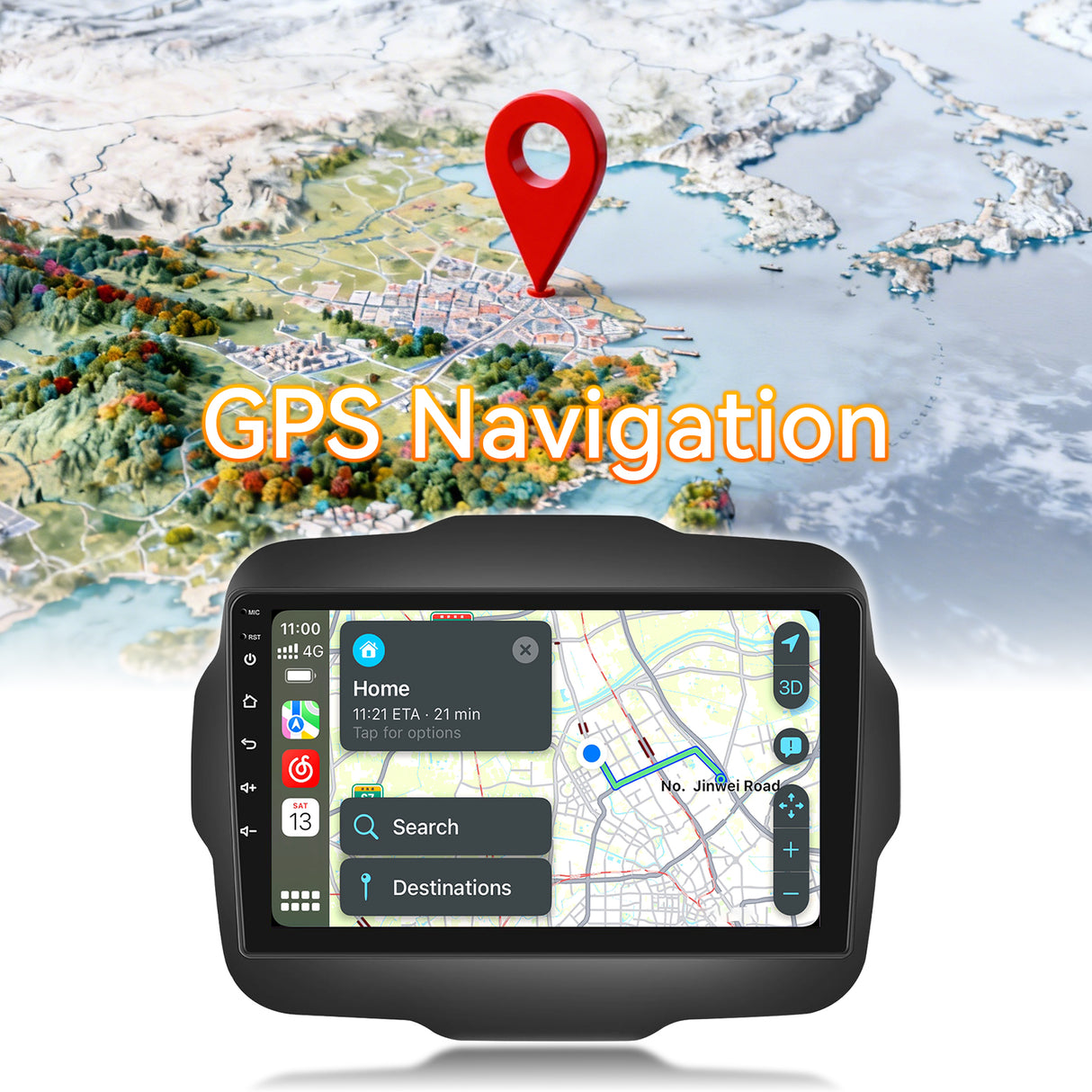 Android 13 Car Stereo Radio Compatible with Jeep Renegade 2015 2016 2017 2018 2019 2020,9 Inch Touchscreen Car Radio Support Bluetooth,Wireless CarPlay Android Auto/FM/GPS/Mirrorlink/Backup Camera