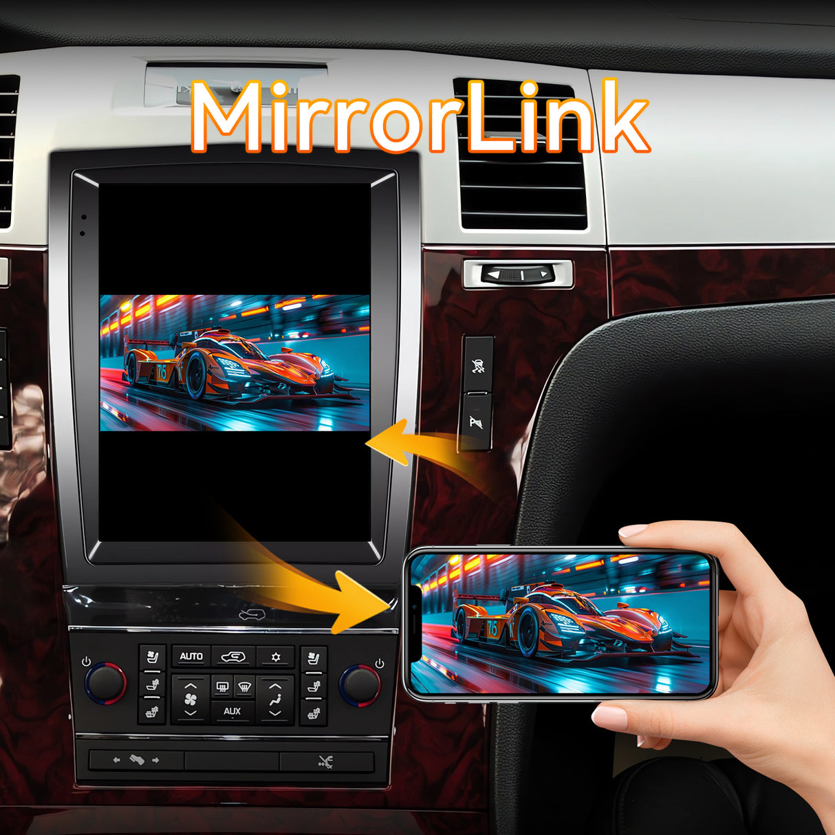 Android 13 Car Stereo Radio Compatible with Cadillac Escalade/Sailway SLS 2007-2014, 9.7 Inch Touchscreen Support Bluetooth/Wireless CarPlay Android Auto/GPS/WiFi/Backup Camera