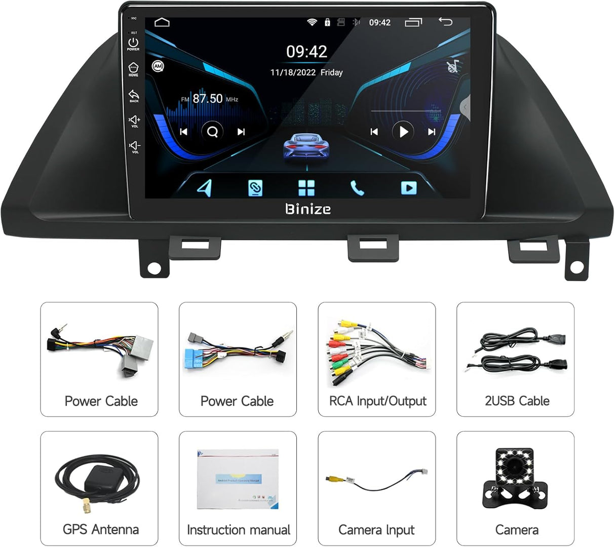 Android 13 Car Stereo Radio Compatible with Honda Odyssey 2011 2012 2013 2014 2015 2016 2017 with Wireless Carplay Android Auto, Car Radio with Bluetooth/WiFi/ USB/Backup Camera