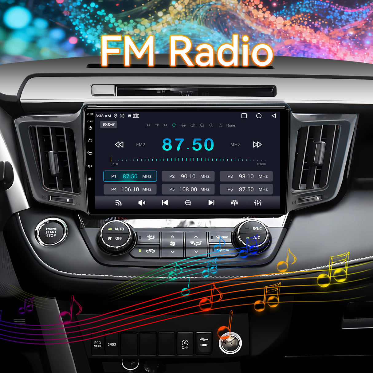 Android 13 Car Stereo Radio Compatible with Toyota RAV4 2013 2014 2015 2016 2017 2018, 10 Inch IPS Touch Screen/WiFi/Bluetooth/Wireless Carplay Android Auto/GPS/Mirror Link/AHD Rear Camera