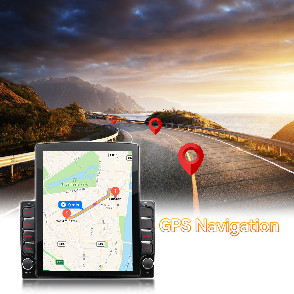 Android 14 Car Stereo Radio Compatible with Toyota Tundra 2014-2021, 9.7 Inch Touchscreen Support Bluetooth/Wireless CarPlay Android Auto/GPS/WiFi/Mirror Link/Backup Camera