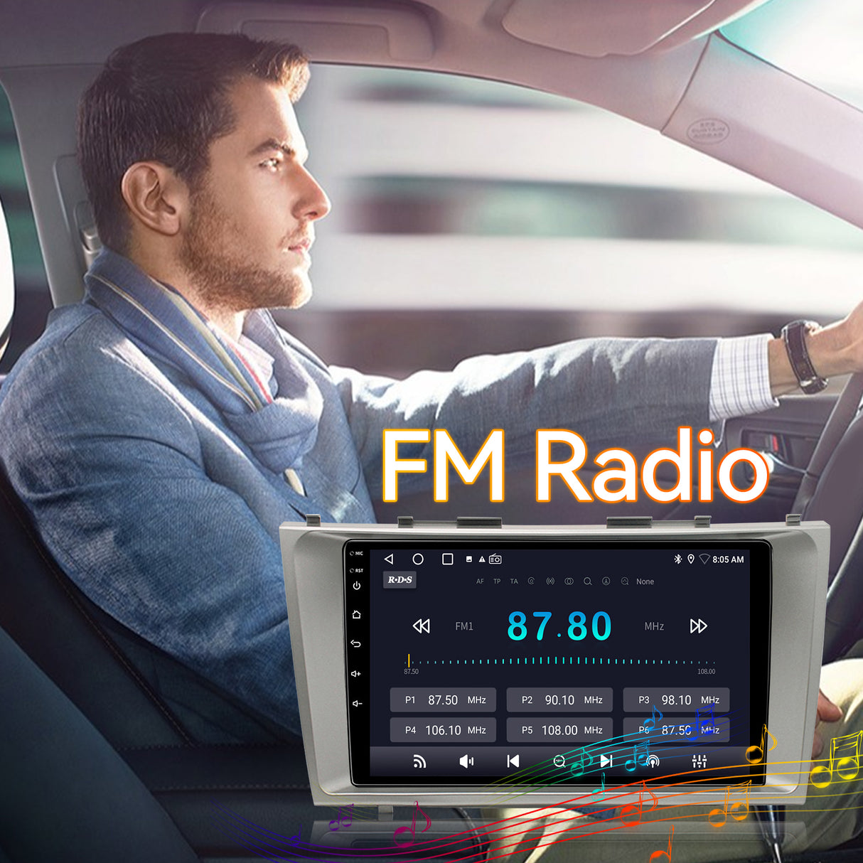 Android 13 Car Stereo Radio Compatible with Toyota Camry 2008-2011,9 Inch Touchscreen Head Unit,Bluetooth |Wifi |FM |Wireless Carplay Android Auto |GPS |Mirrorlink |Backup Camera