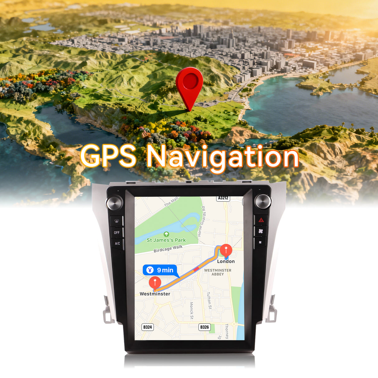 Android 14 Car Stereo Radio Head Unit Compatible with Toyota Camry 2012-2015 Carplay&Android Auto T-Style Touch Screen with GPS DSP Bluetooth Optical FM 4G WiFi 8+128G 12.1"