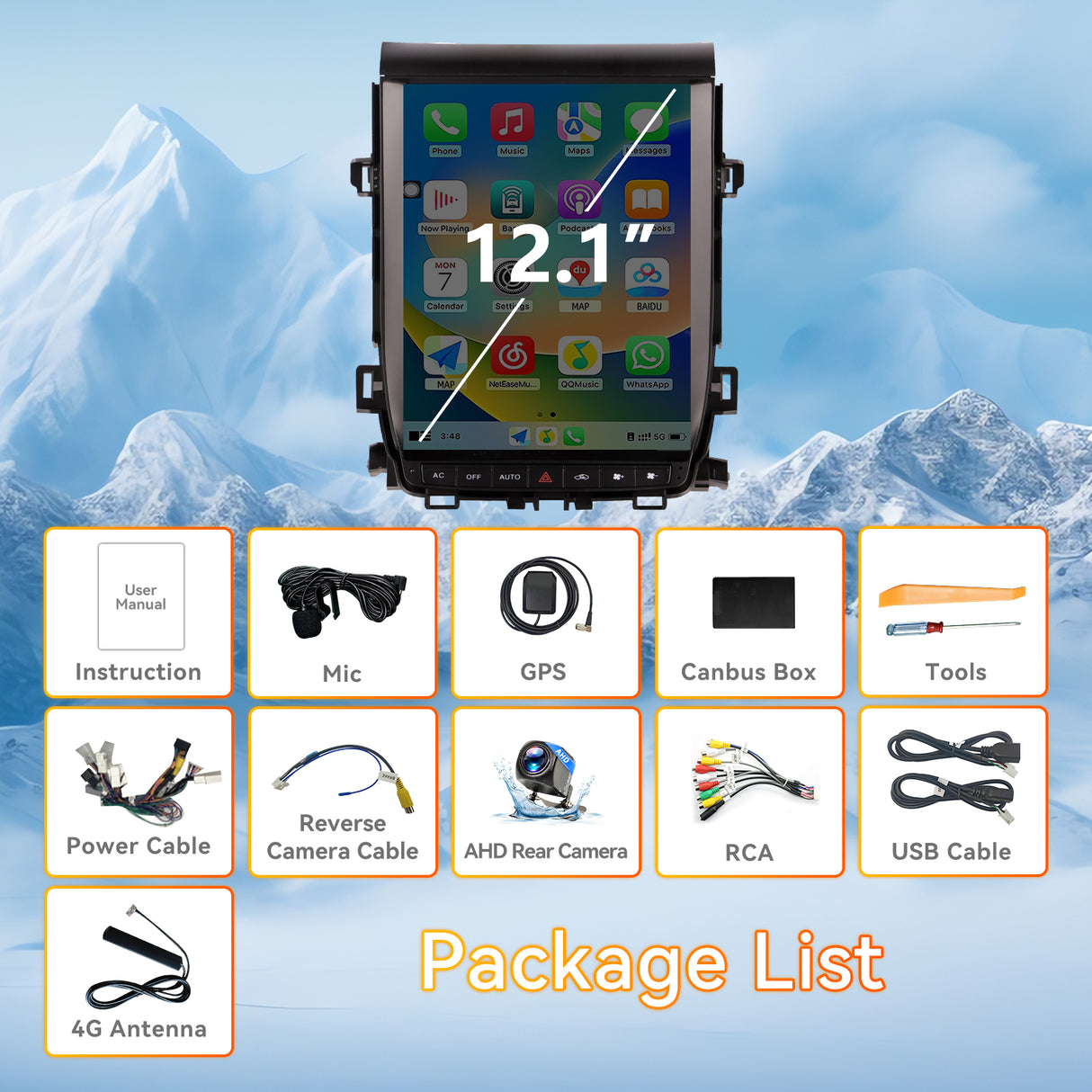 Android 14 Car Stereo Radio Head Unit Compatible with Toyota-Alphard A20 2008-2012 Carplay&Android Auto T-Style Touch Screen with GPS | DSP | Bluetooth | Optical | FM | 4G | WiFi 8+128G 12.1