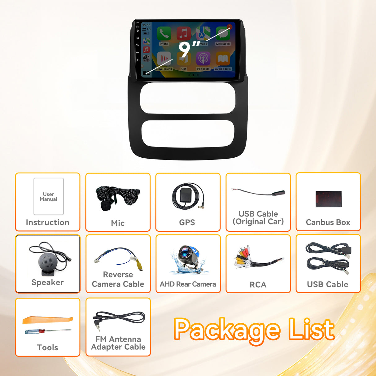 Android 13 Car Stereo Radio Compatible with Dodge RAM 1500 2500 3500 2002 2003 2004 2005, 4Core+64G ROM, 9 Inch Touchscreen Head Unit Support WiFi/Bluetooth/Wireless Carplay Android Auto/GPS/Mirror Link