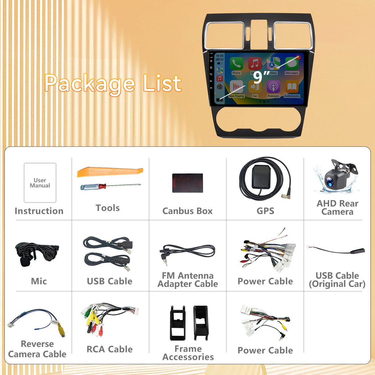 Android 13 Car Stereo Radio Compatible with Subaru Forester WRX Impreza 2015 2016 2017 2018,9 Inch Touchscreen Head Unit,Bluetooth/Wifi/FM/Wireless Carplay AndroidAuto/GPS/Mirrorlink/Backup Camera