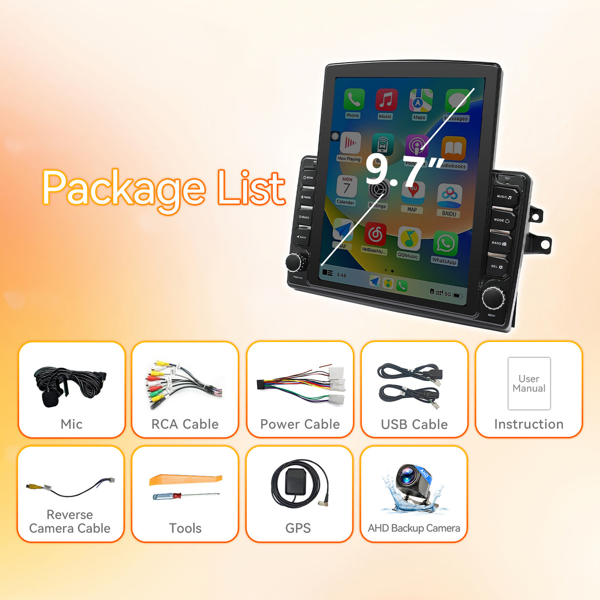 Android 15 Car Radio Stereo Compatible with Toyota Sienna 2004-2010,9.7 Inch Touchscreen,Car Stereo Support Wireless Carplay & Android Auto,Bluetooth/GPS/WiFi/Mirror Link/Backup Camera/SWC/FM