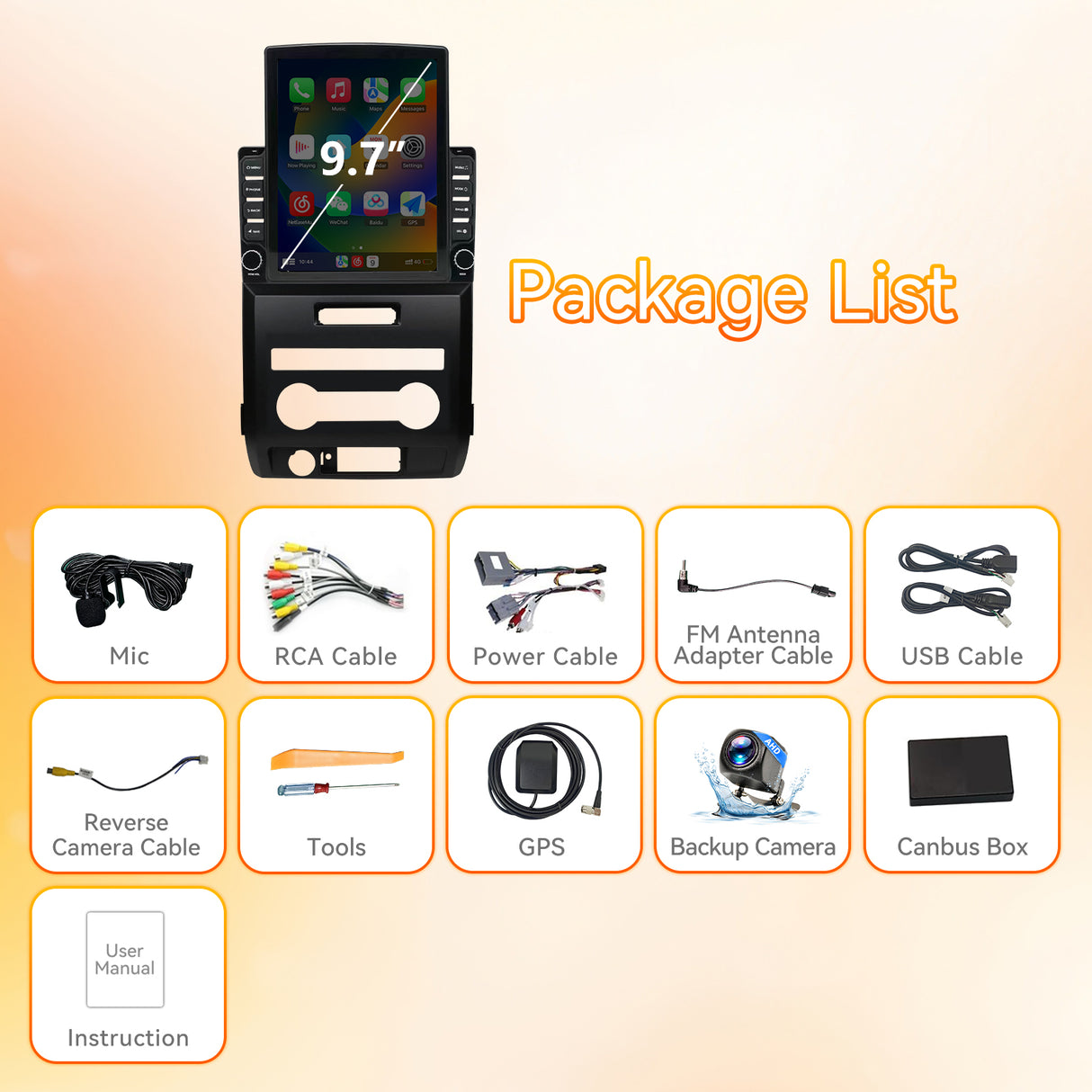 Android 13 Car Stereo Radio Compatible with Ford F150 2009 2010 2011 2012,9.7 Inch Touchscreen Manual AC Upgrade,Wireless CarPlay & Android Auto/Bluetooth/GPS/WiFi/Mirror Link/Backup Camera