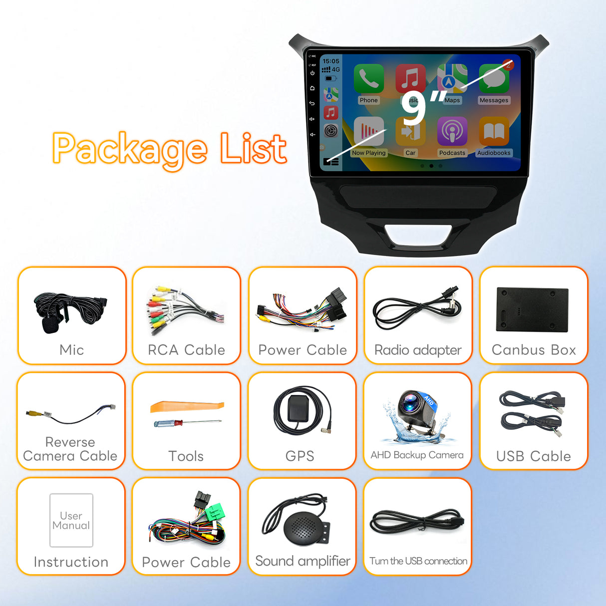 Android 15 Car Stereo Radio Compatible with Chevrolet Chevy Cruze 2016-2020 with Wireless Carplay Andriod Auto, 4GB+64GB, 9 Inch Touchscreen Support Bluetooth, FM/GPS/Mirror Link/SWC/Backup Camera