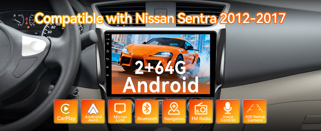 Android 13 Car Radio Stereo for Nissan Sentra 2012-2017, 10 Inch Touchscreen Head Unit,Bluetooth | Wifi | FM | Wireless Carplay Android Auto | GPS | Mirrorlink | Backup Camera