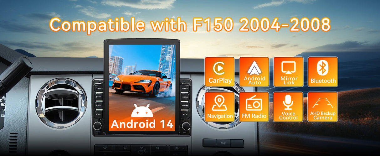 Android 13 Car Stereo Radio Compatible with F150 2004 2005 2006 2007 2008, 4GB+64GB, 9.7 Inch Touchscreen Support Wireless CarPlay Android Auto, Bluetooth/FM/GPS/WiFi/SWC/Backup Camera