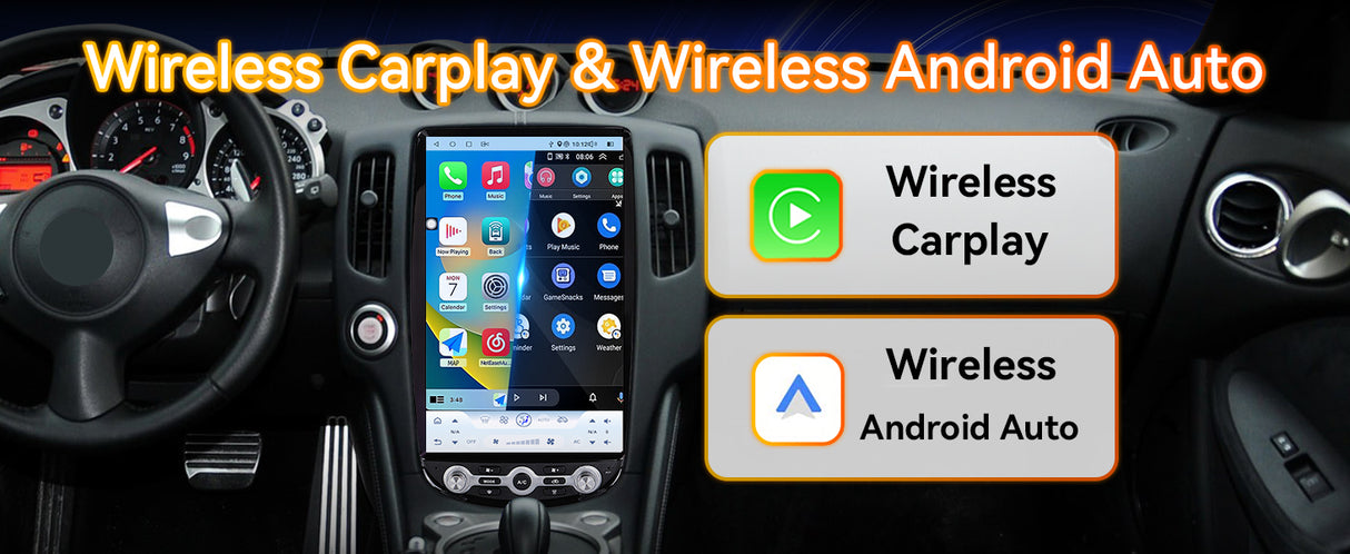 Android 14 Car Stereo Radio Head Unit Compatible with Nissan 370Z 2009-2021 Carplay&Android Auto T-Style Touch Screen with GPS DSP Bluetooth HDMI Optical AM FM 4G WiFi 8+128G 14.5"