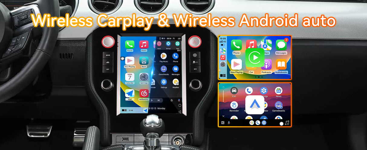 Android 14 Car Stereo Radio Head Unit Compatible with Ford Mustang 2015-2021 Carplay&Android Auto T-Style Touch Screen with GPS | DSP | Bluetooth | Optical | FM | 4G | WiFi 8+128G 9.7
