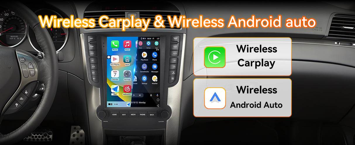 Android 14 Car Radio Compatible with Acura TL 2004-2008 4+64G T-Style Car Stereo Head Unit with Wireless Carplay/Android Auto, GPS Navigation, Bluetooth, FM/AM, SWC 9.7 Inch