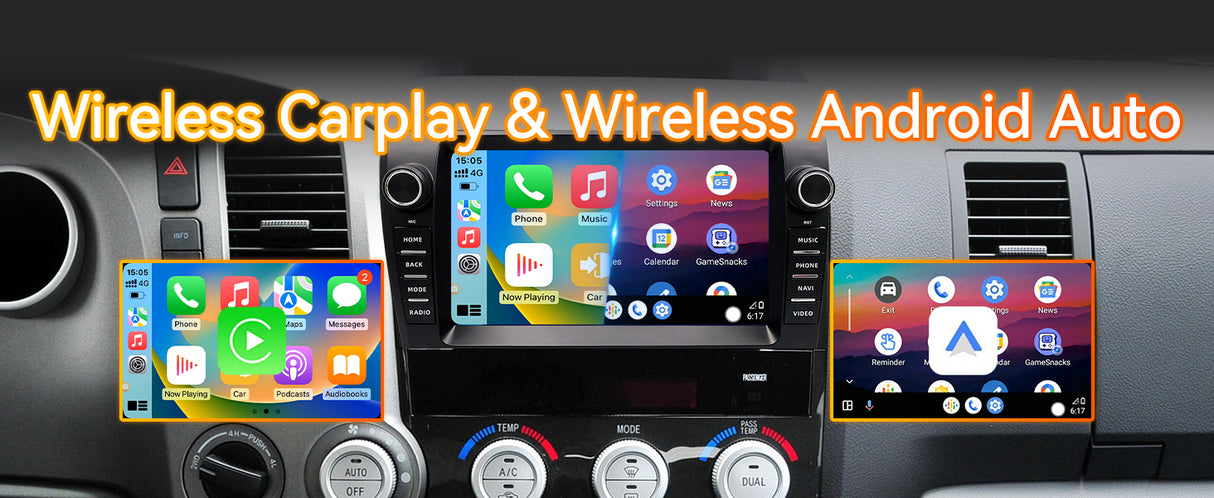 Android 13 Car Stereo Radio Compatible with Toyota Tundra 2006-2013 Sequoia 2013-2019, 4GB+64GB, 9" Touchscreen Support Wireless Carplay Android Auto, Bluetooth/GPS/WiFi/Mirror Link/SWC/Backup Camera