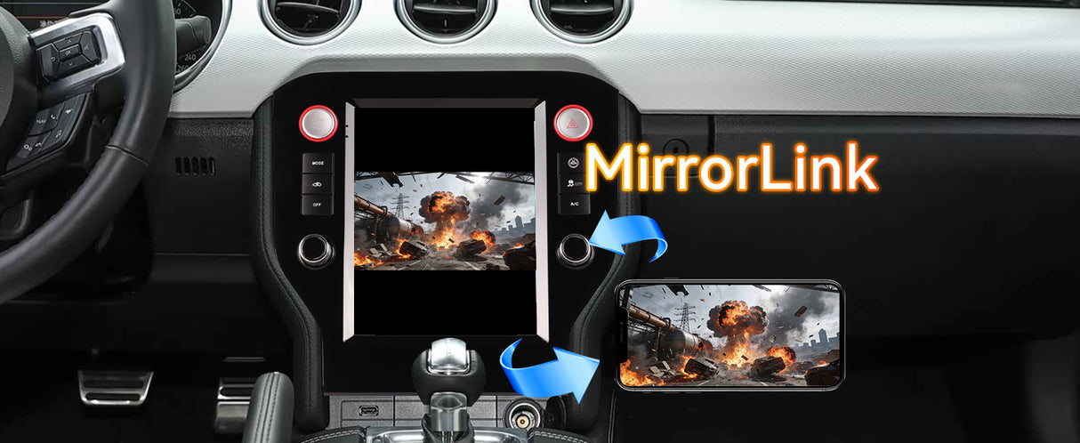 Android 14 Car Stereo Radio Head Unit Compatible with Ford Mustang 2015-2021 Carplay&Android Auto T-Style Touch Screen with GPS | DSP | Bluetooth | Optical | FM | 4G | WiFi 8+128G 9.7