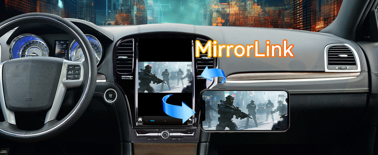 Android 14 Car Stereo Radio Head Unit Compatible with Chrysler 2011-2023 300C Carplay&Android Auto T-Style Touch Screen with GPS DSP Bluetooth Optical FM 4G WiFi 8+128G 14.5 inch