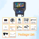 Dual Screen Android 13 Car Radio for Ford Mustang 2015-2021 – 9" + 7" Climate Display Head Unit with Wireless CarPlay & Android Auto, 4+64G, GPS, AHD Camera